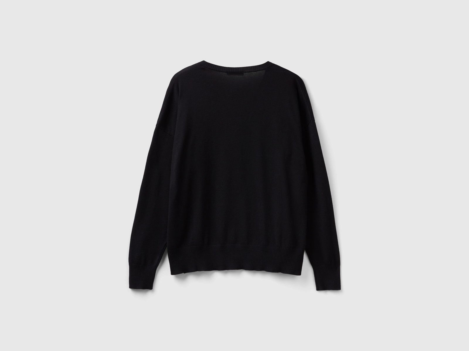 Maglia scollo a V in misto Modal da donna nero 2 | Benetton Outlet