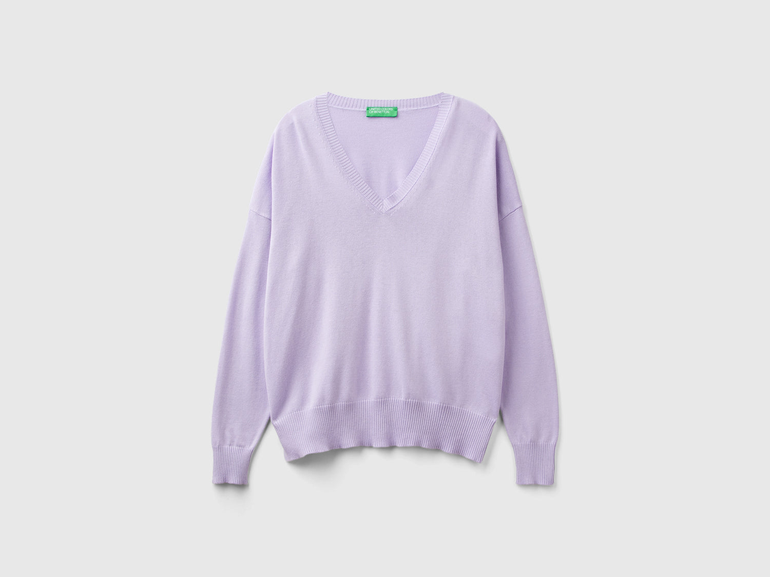 Maglia scollo a V in misto Modal da donna lilla | Benetton Outlet