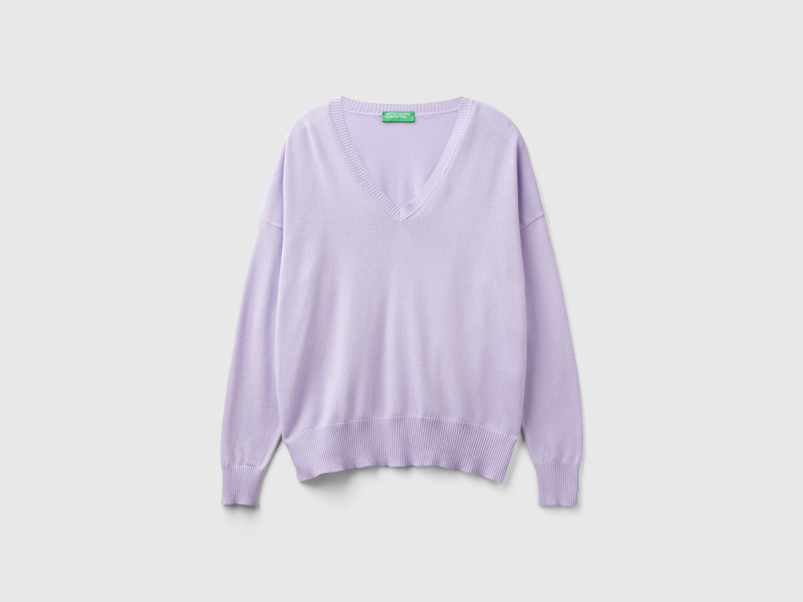 Maglia scollo a V in misto Modal da donna lilla | Benetton Outlet