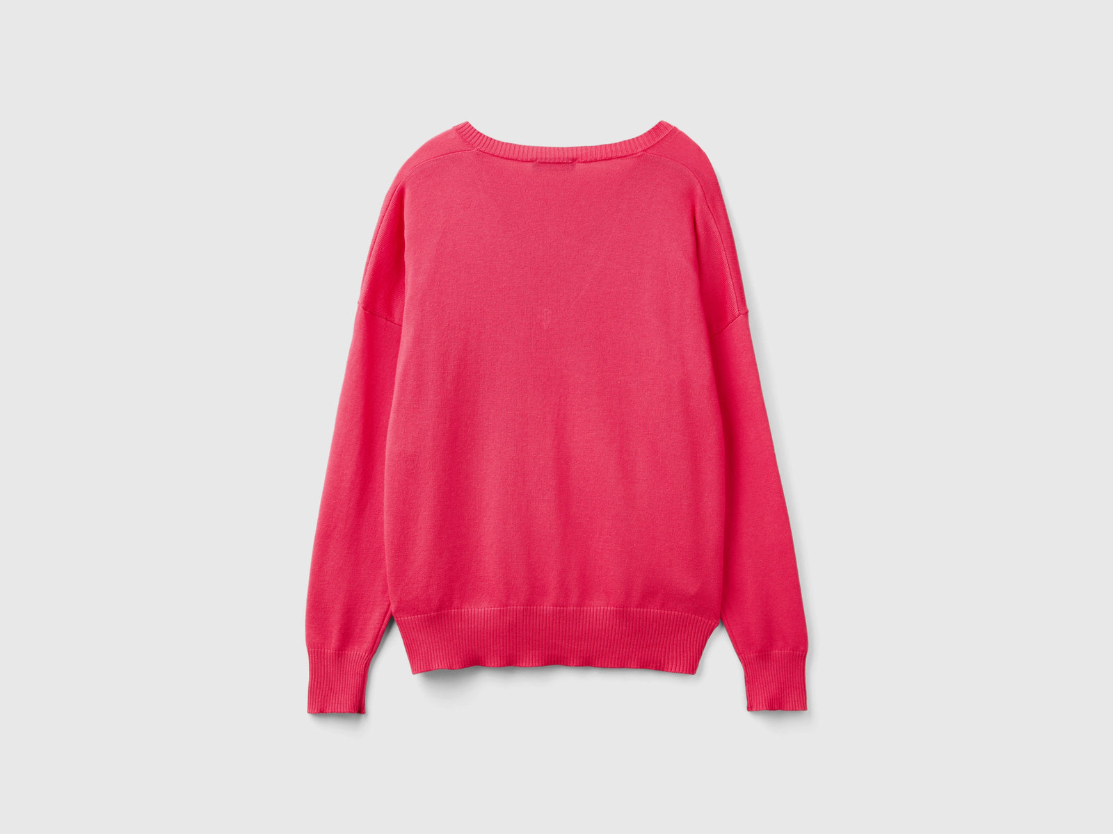 Maglia scollo a V in misto Modal da donna fucsia 2 | Benetton Outlet