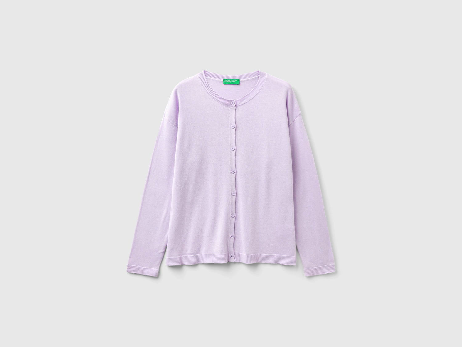 Cardigan girocollo con bottoni da donna lilla | Benetton Outlet