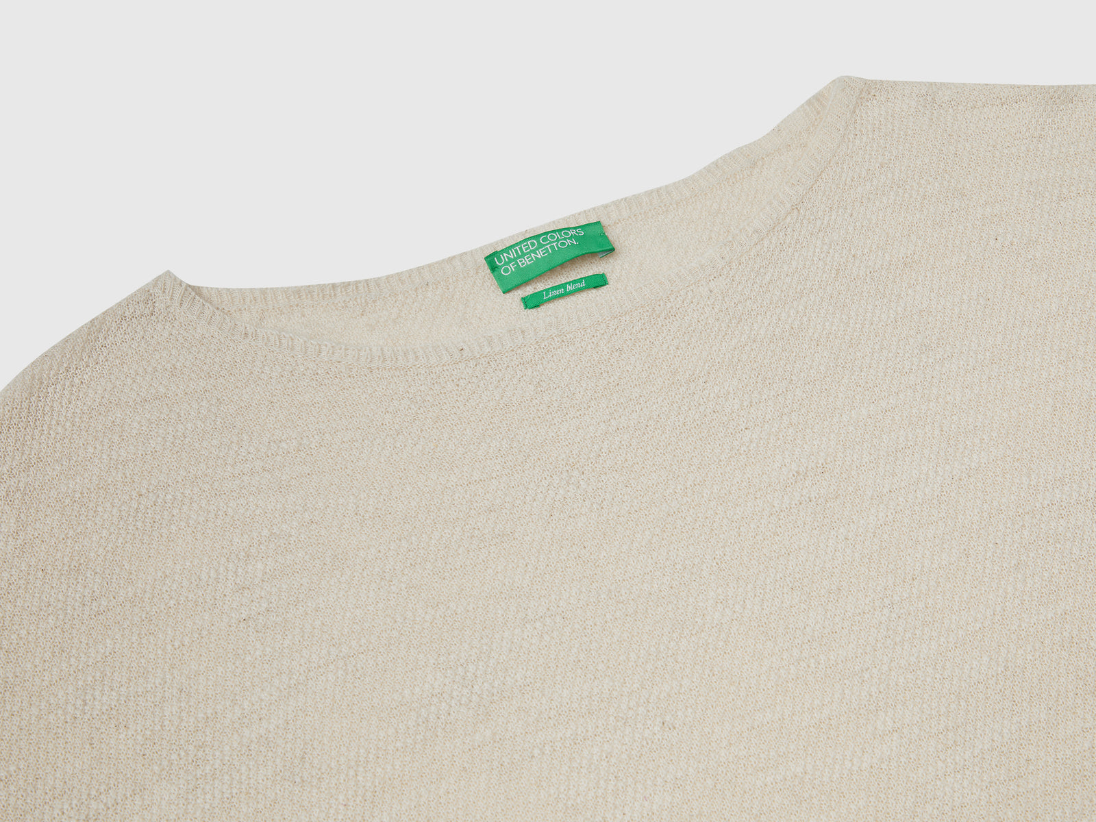 Linen blend sweater with 3/4 sleeves da donna bianco panna 3 | Benetton Outlet