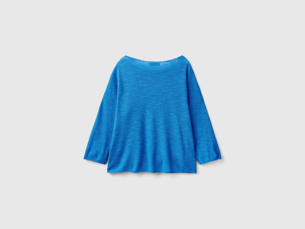 Maglia in misto lino con manica a 3/4