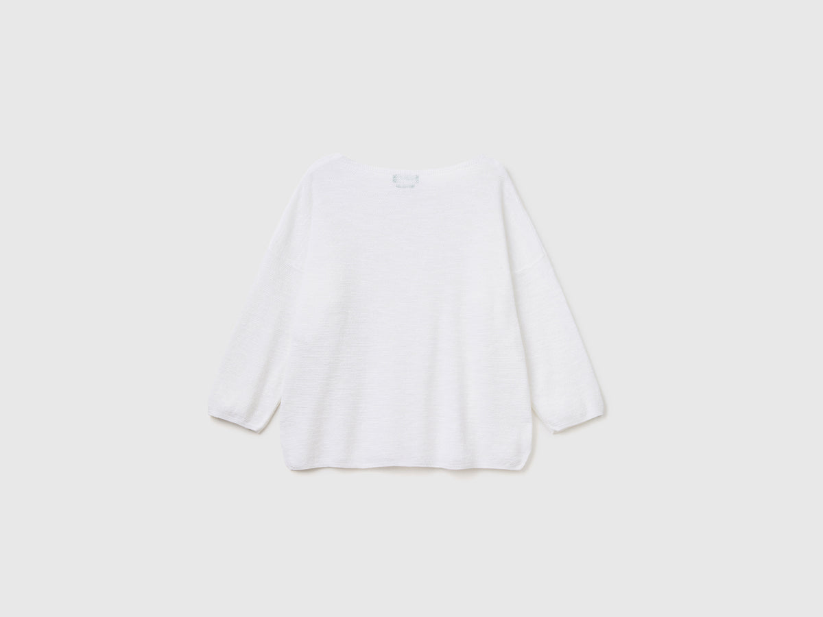Maglia in misto lino con manica a 3/4