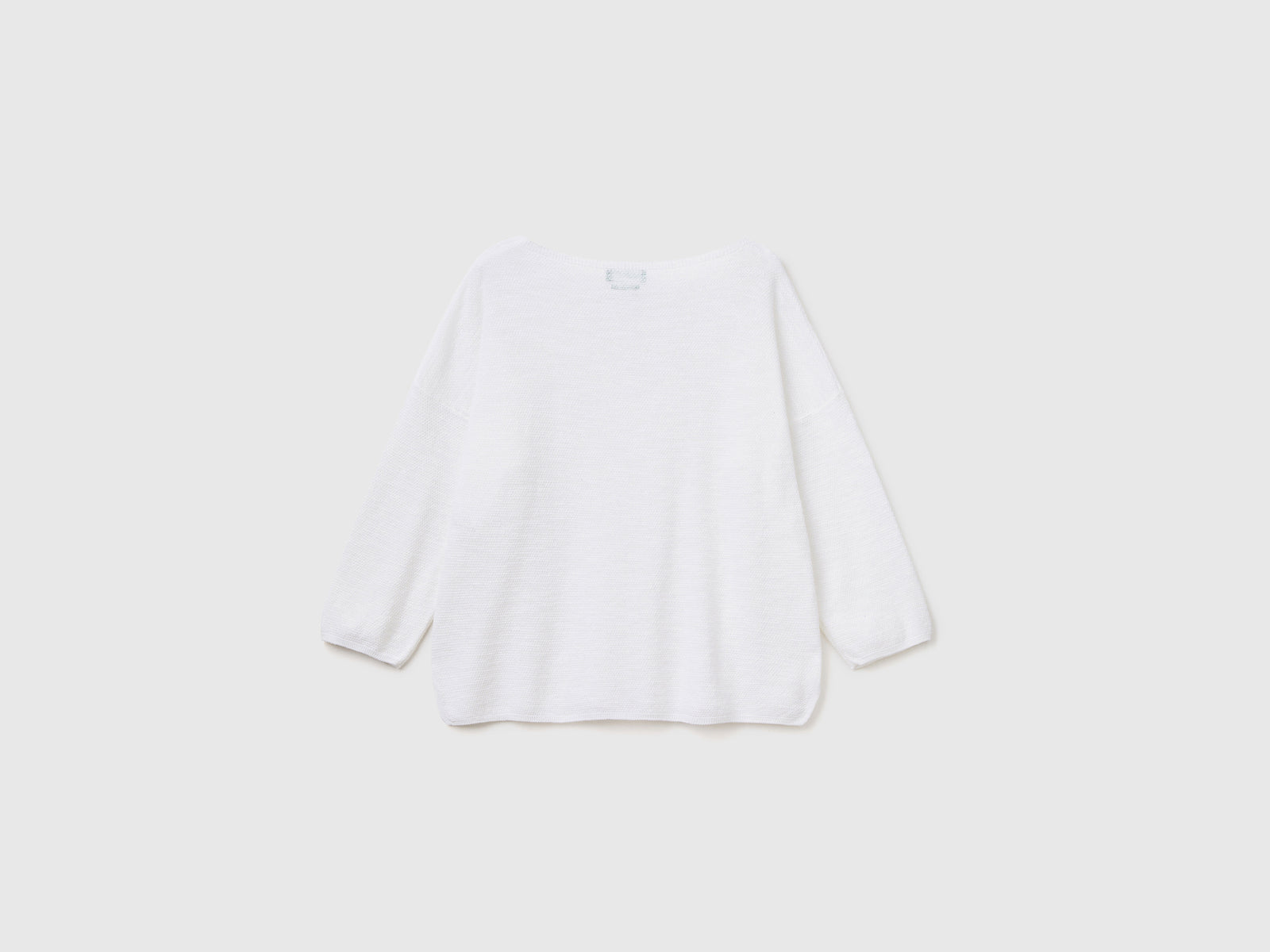Maglia in misto lino con manica a 3/4 da donna bianco 2 | Benetton Outlet