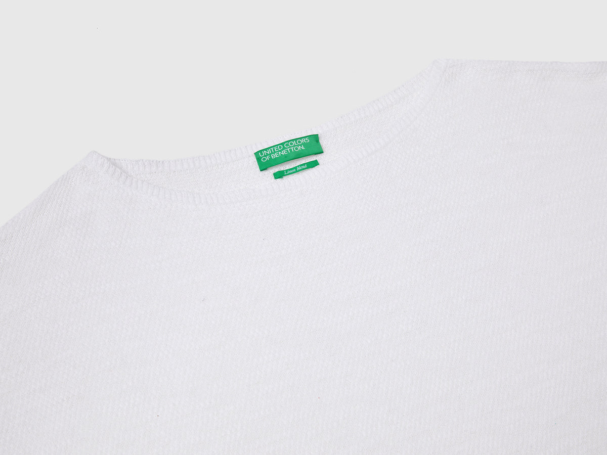 Maglia in misto lino con manica a 3/4