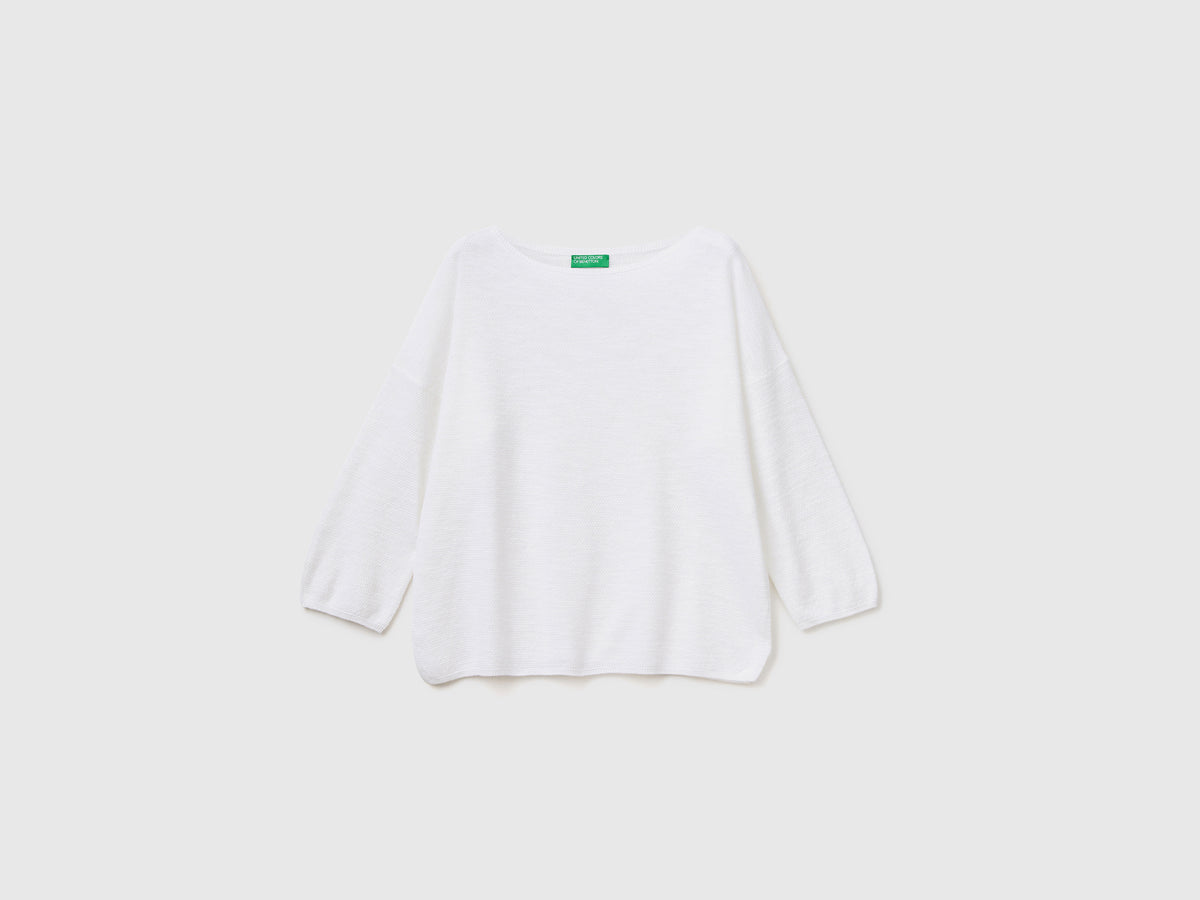 Maglia in misto lino con manica a 3/4