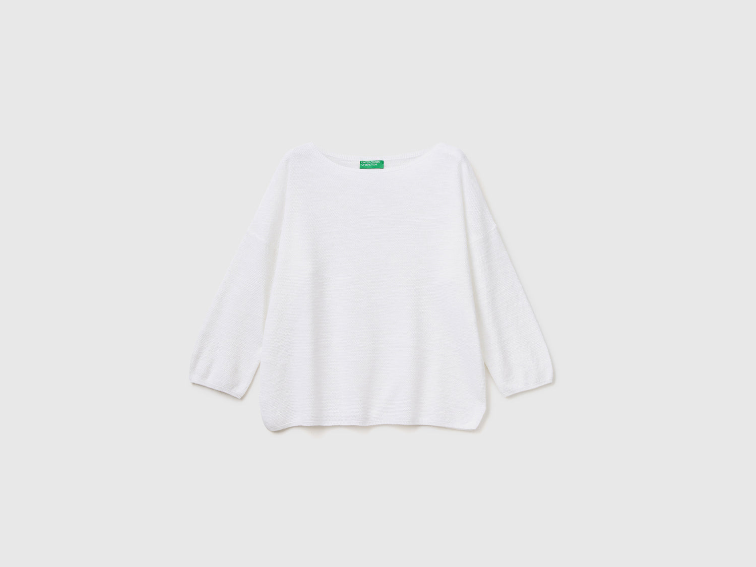 Maglia in misto lino con manica a 3/4 da donna bianco | Benetton Outlet