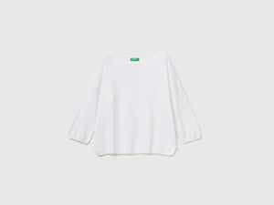 Maglia in misto lino con manica a 3/4