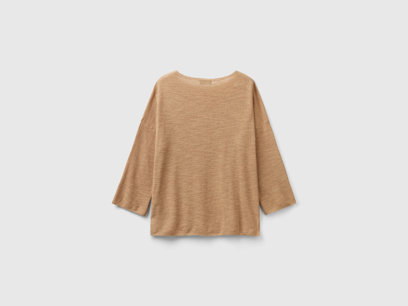 Maglia in misto lino con manica a 3/4 da donna beige 2 | Benetton Outlet