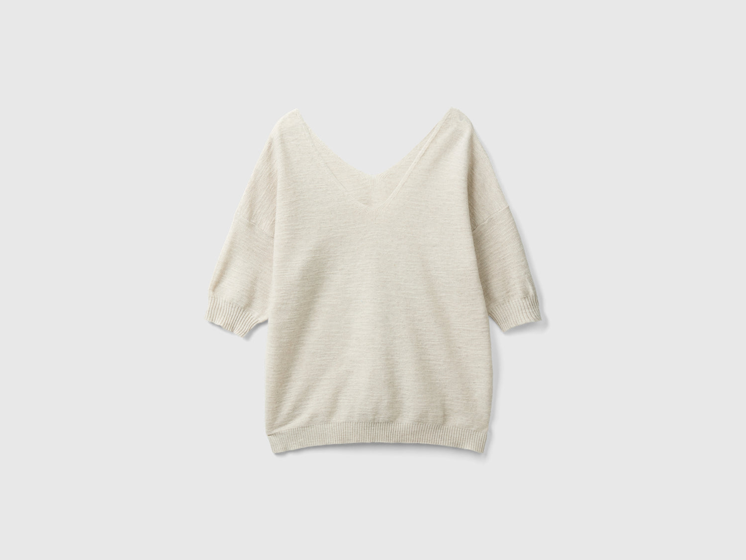 Maglia in misto cotone e lino da donna bianco panna | Benetton Outlet