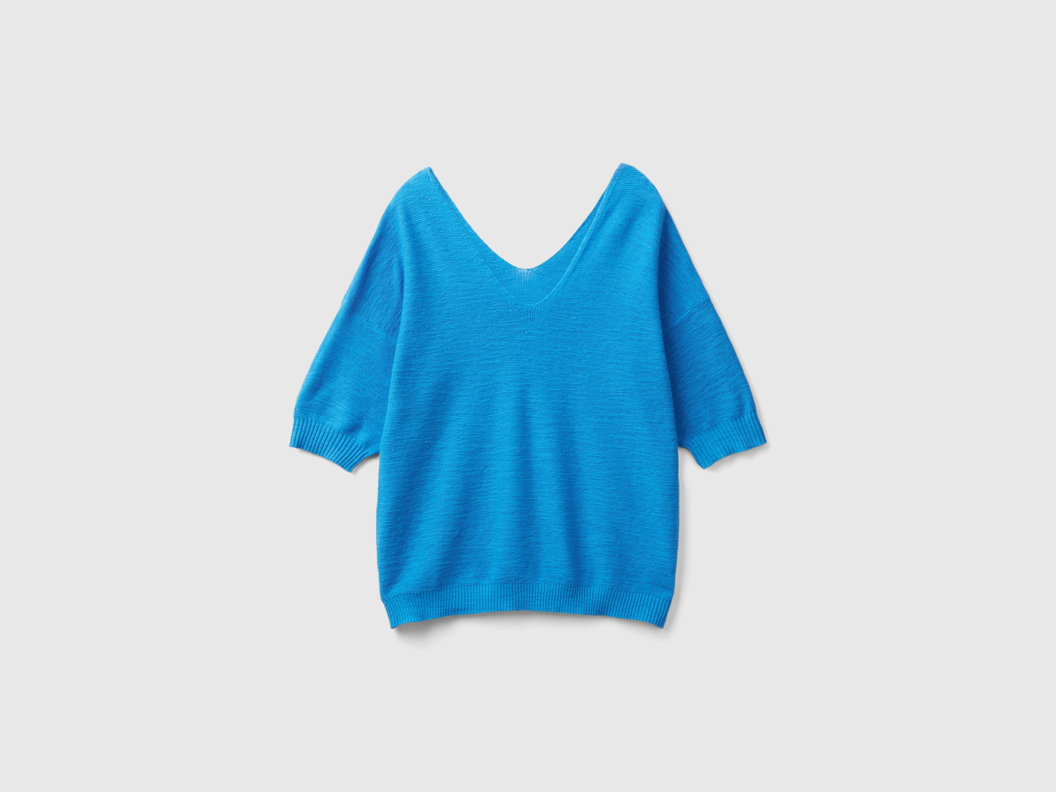 Maglia in misto cotone e lino da donna blu | Benetton Outlet