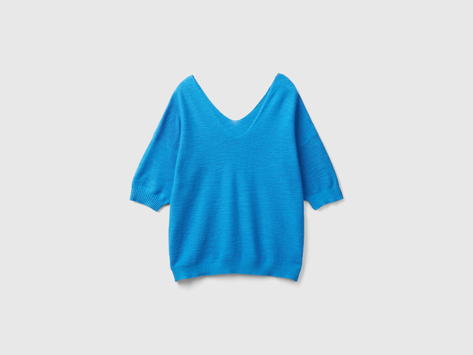 Maglia in misto cotone e lino da donna blu | Benetton Outlet
