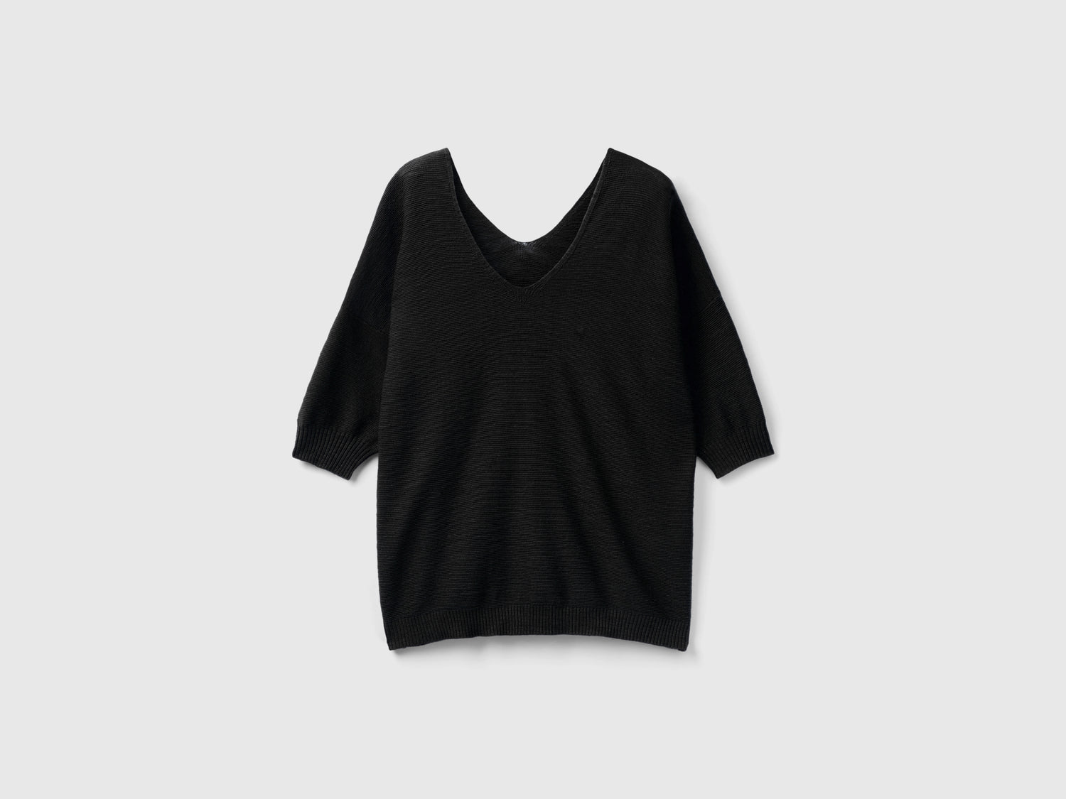 Maglia in misto cotone e lino da donna nero | Benetton Outlet