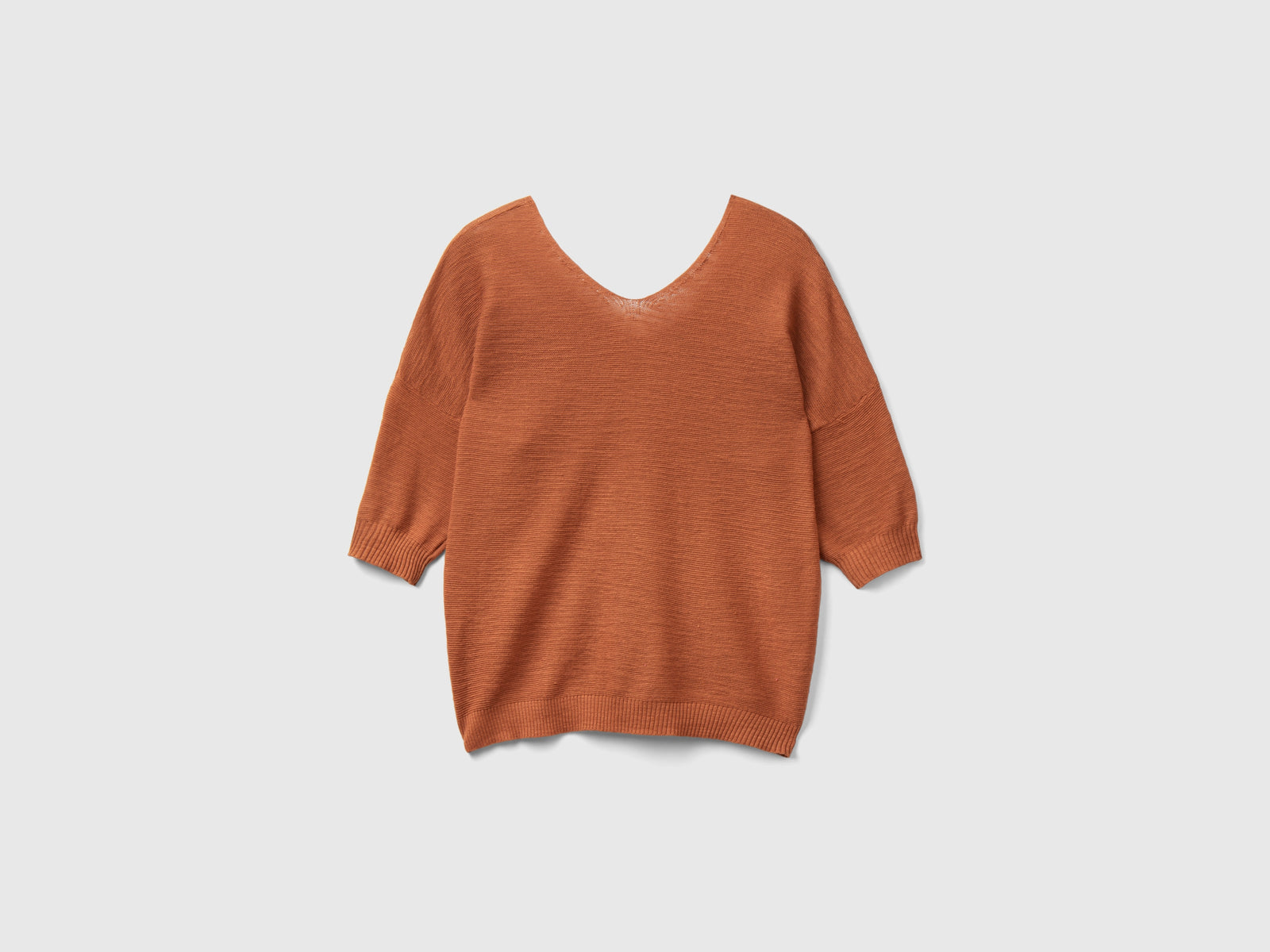 Maglia in misto cotone e lino da donna bruciato 2 | Benetton Outlet