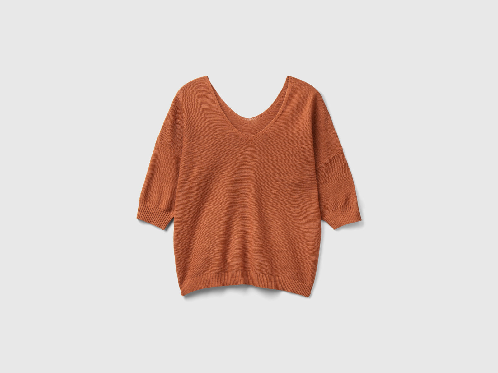 Maglia in misto cotone e lino da donna bruciato | Benetton Outlet