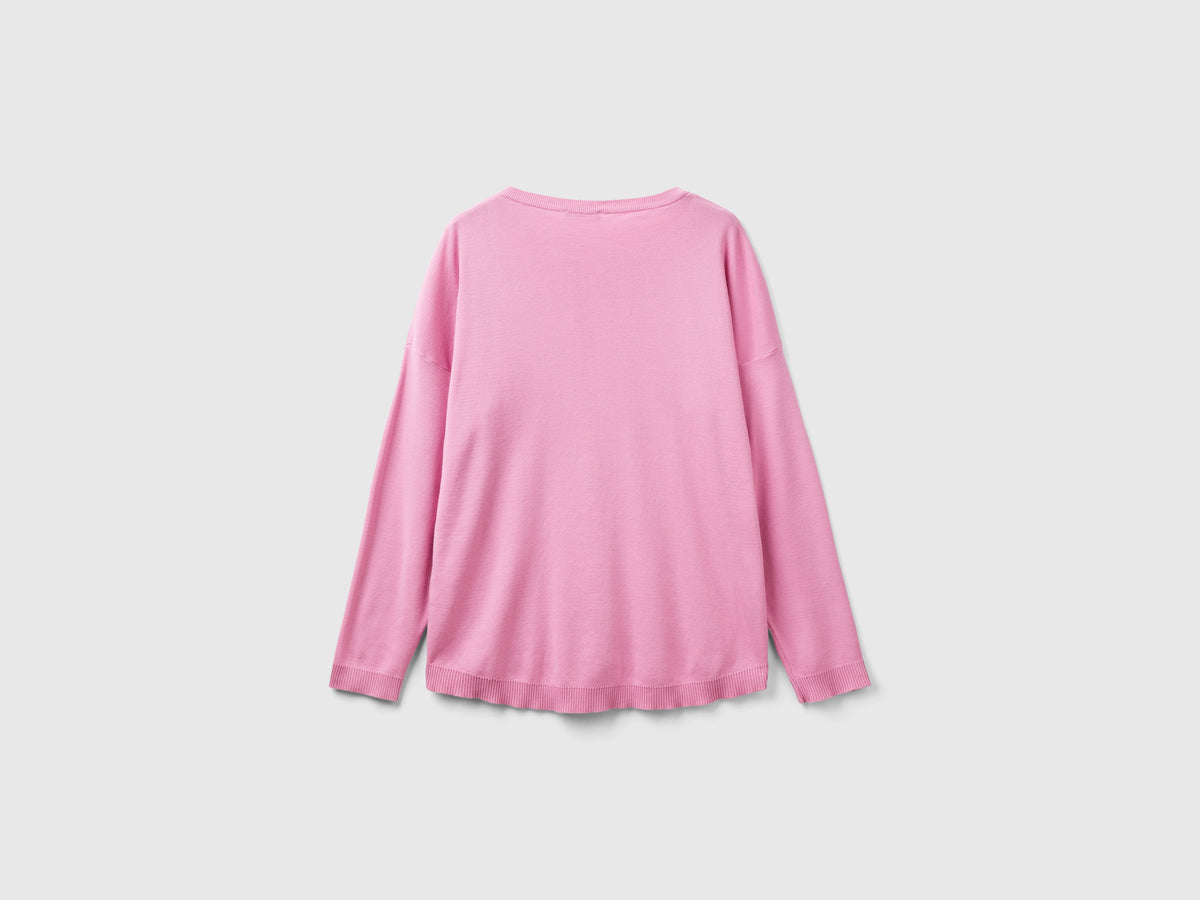 Cotton sweater with round neckline