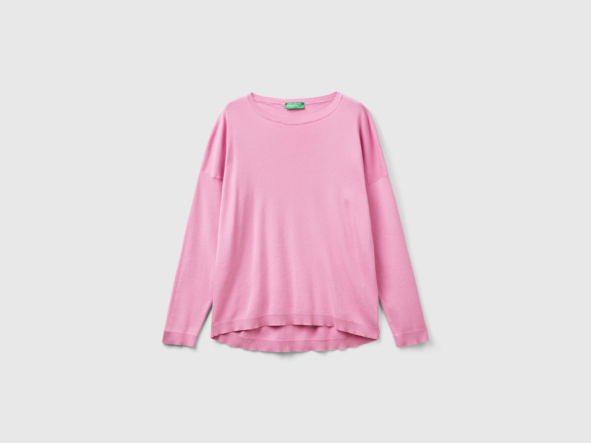 Cotton sweater with round neckline