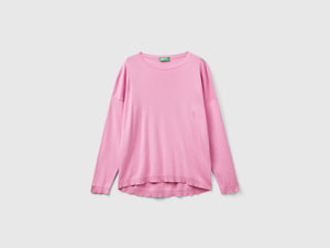 Cotton sweater with round neckline