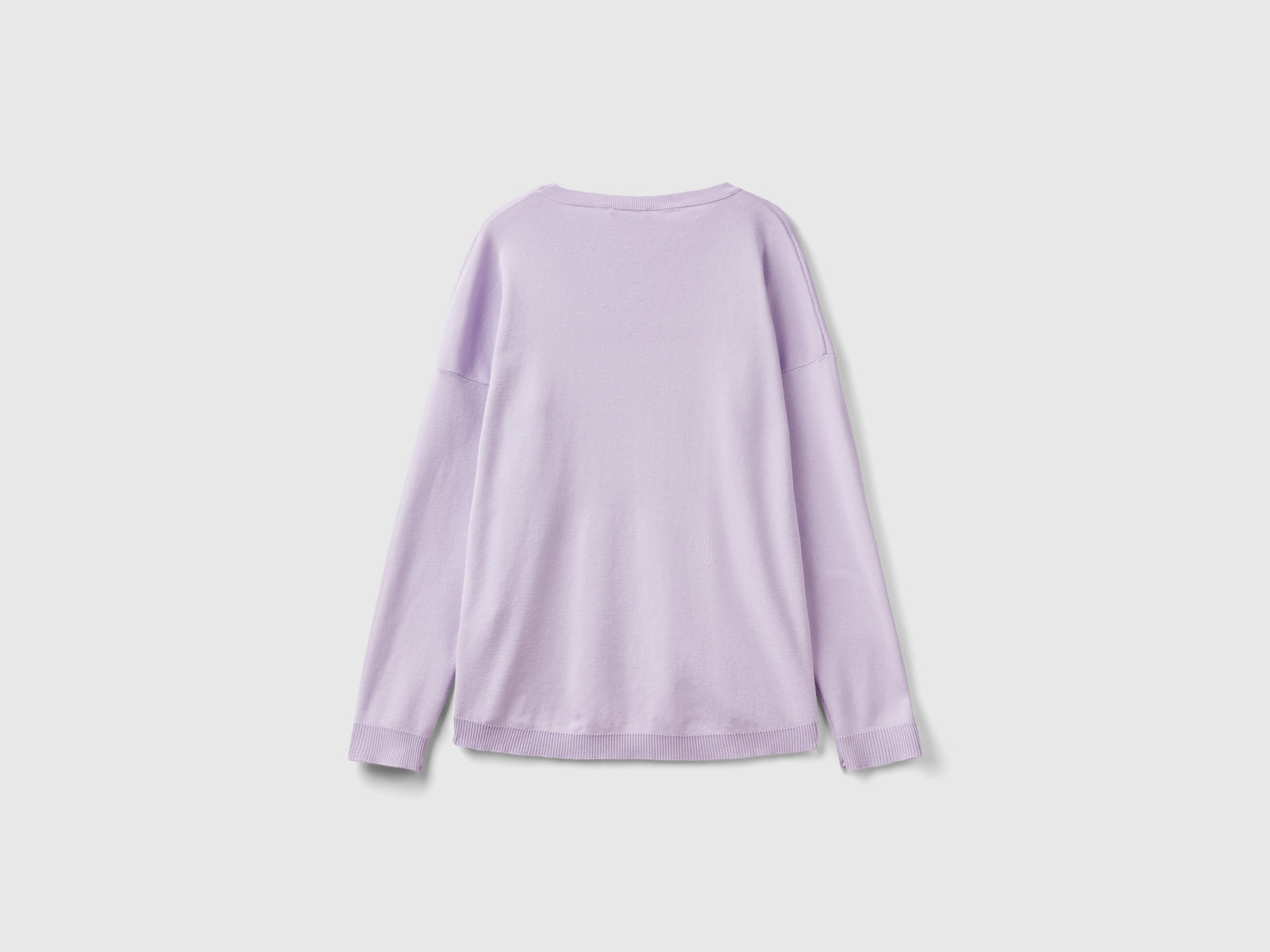 Maglia in cotone con scollo rotondo da donna lilla 2 | Benetton Outlet
