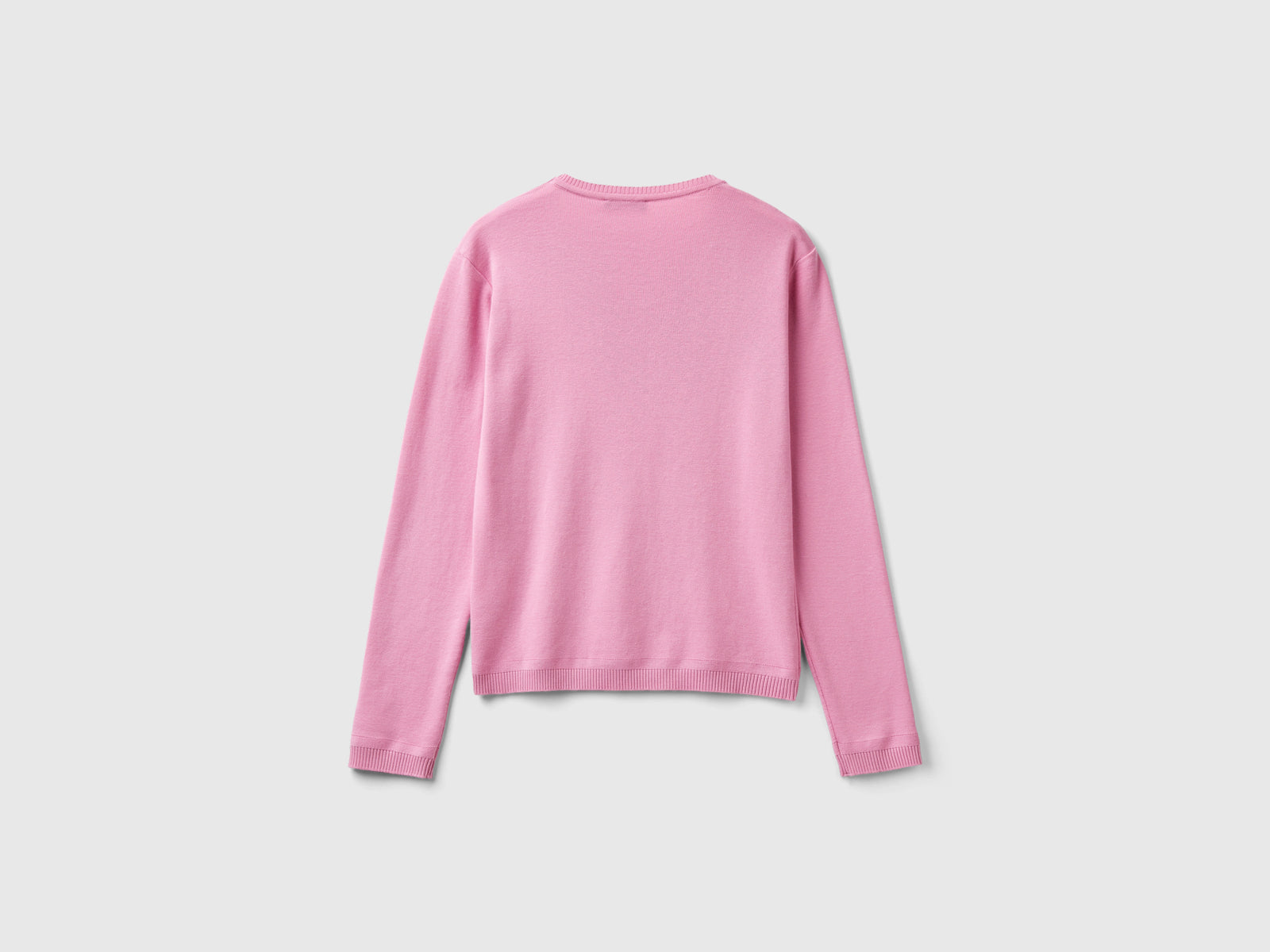 Crew neck sweater in pure cotton da donna rosa pastello 2 | Benetton Outlet