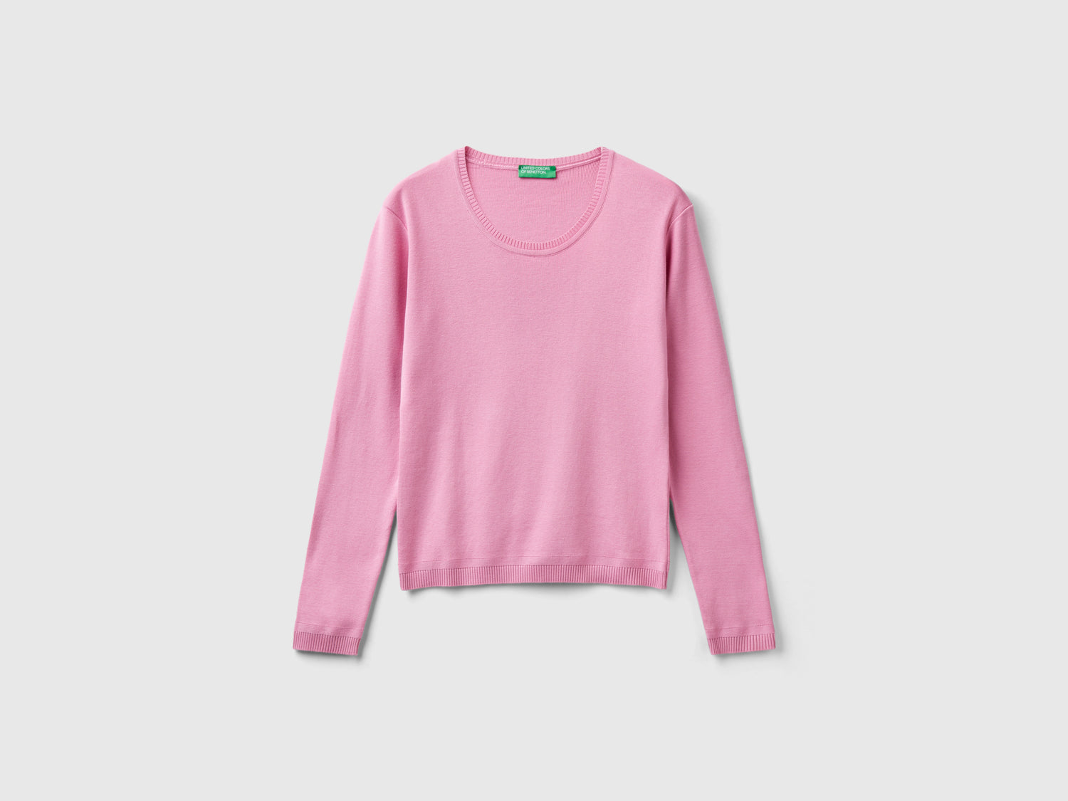 Crew neck sweater in pure cotton da donna rosa pastello | Benetton Outlet