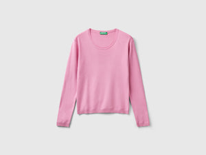 Crew neck sweater in pure cotton