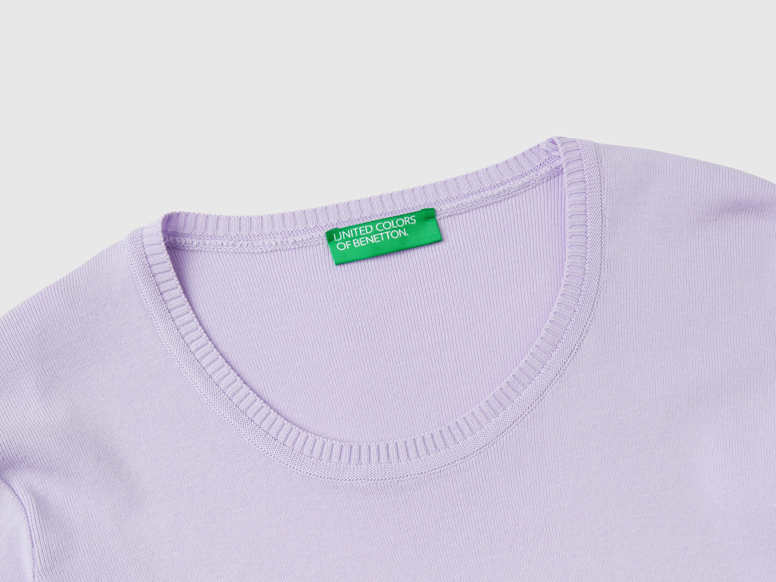 Maglia girocollo in puro cotone da donna lilla 3 | Benetton Outlet