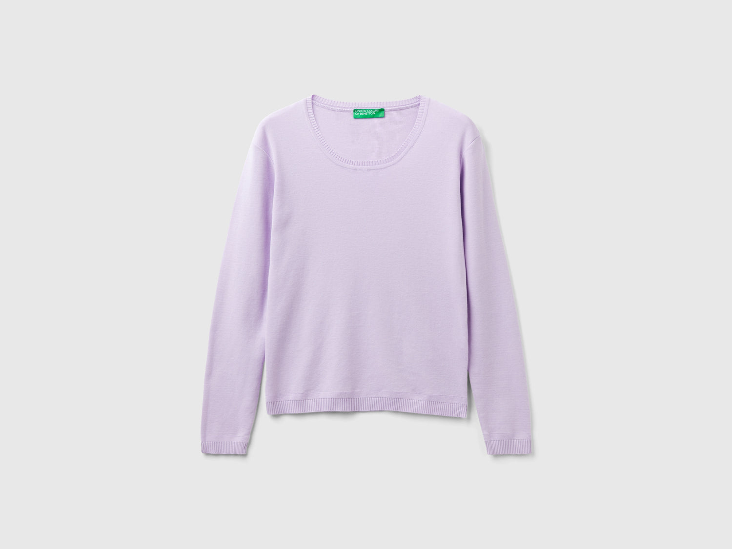Maglia girocollo in puro cotone da donna lilla | Benetton Outlet