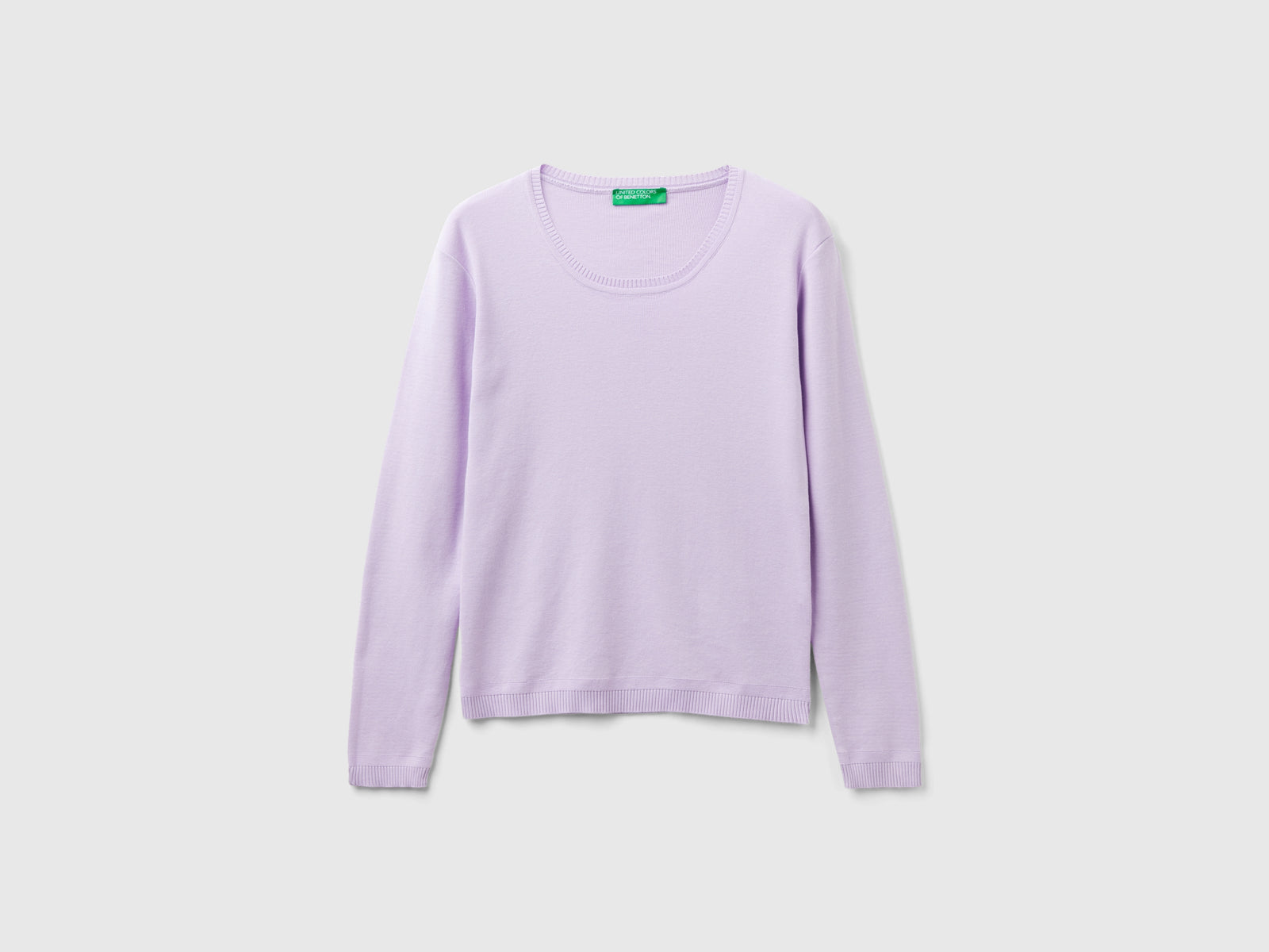 Maglia girocollo in puro cotone da donna lilla | Benetton Outlet