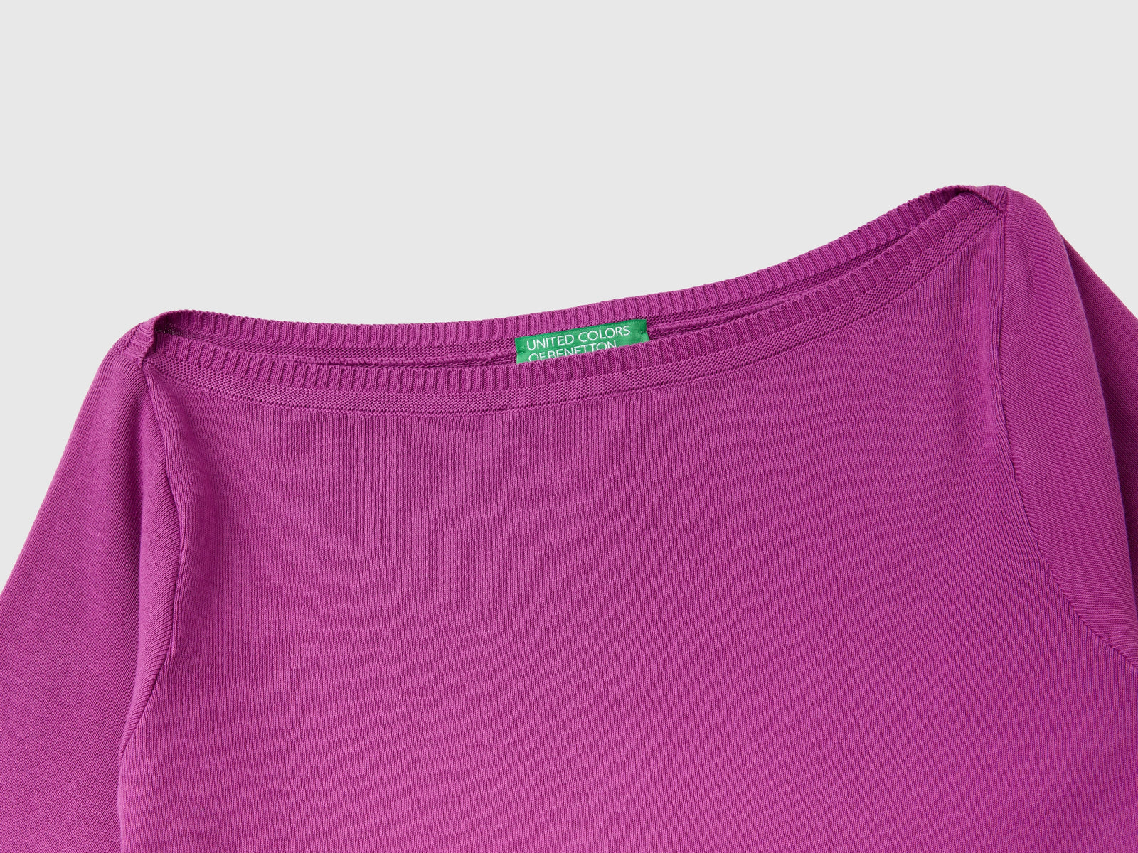 100% cotton boat neck sweater da donna ciclamino 3 | Benetton Outlet