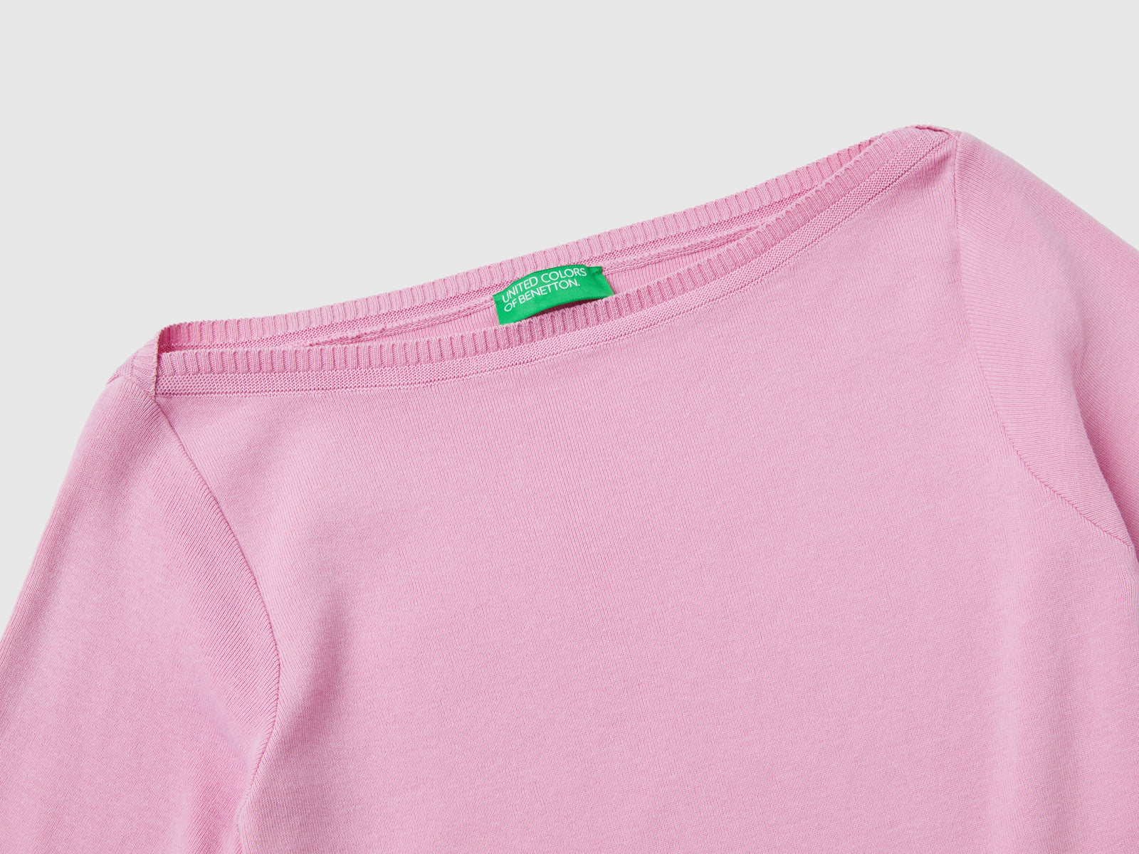 100% cotton boat neck sweater da donna rosa pastello 3 | Benetton Outlet