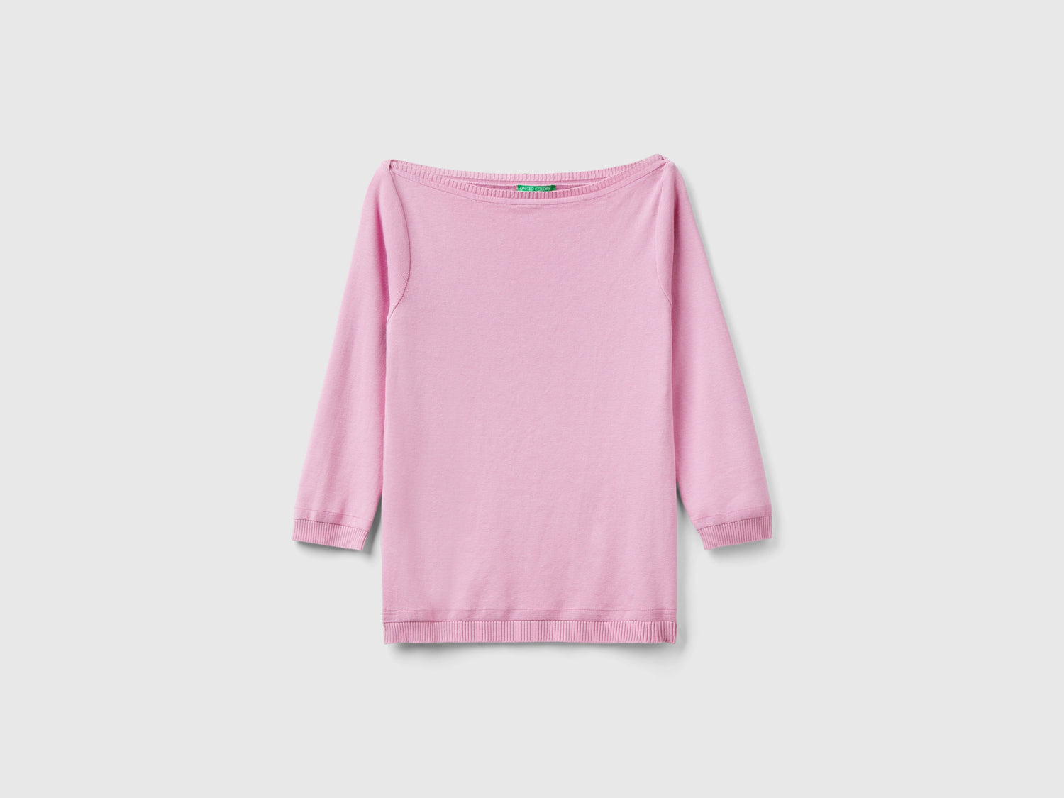 Maglia 100% cotone con scollo a barchetta da donna rosa pastello | Benetton Outlet