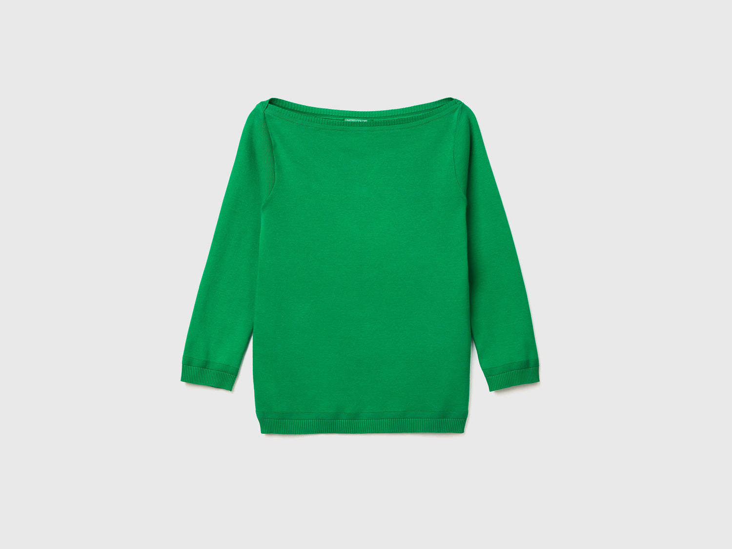 Maglia 100% cotone con scollo a barchetta da donna verde | Benetton Outlet