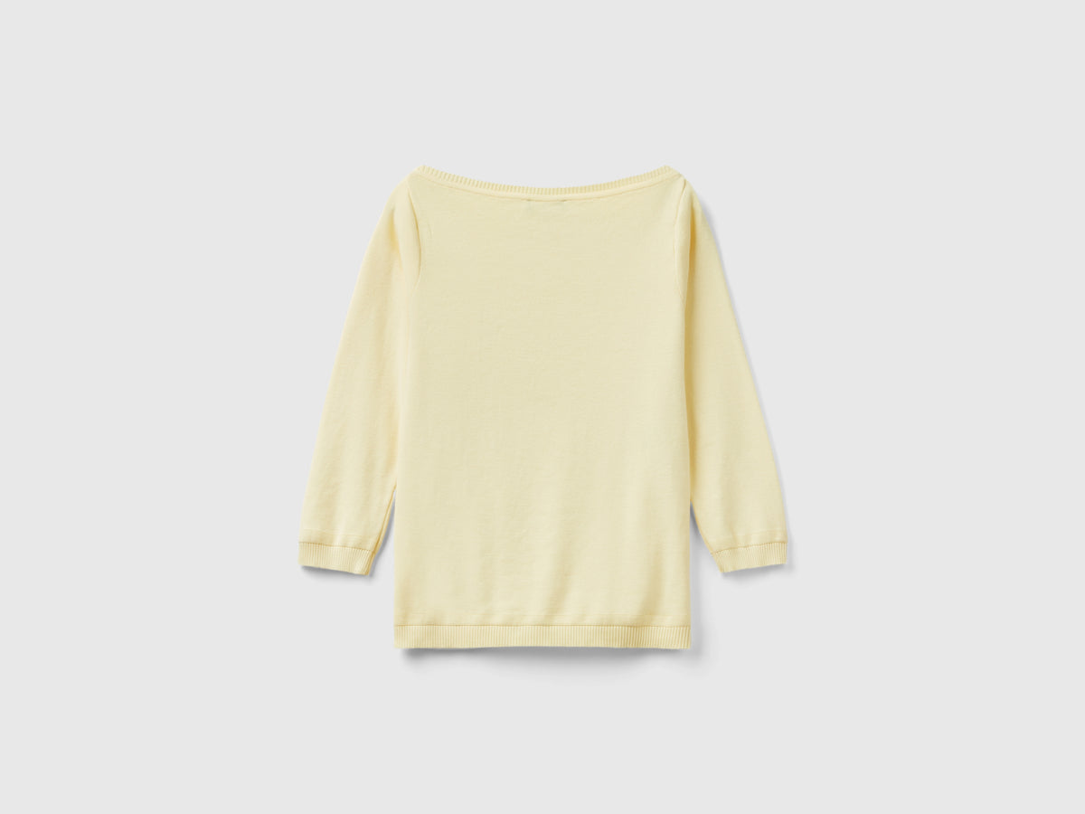 Maglia 100% cotone con scollo a barchetta