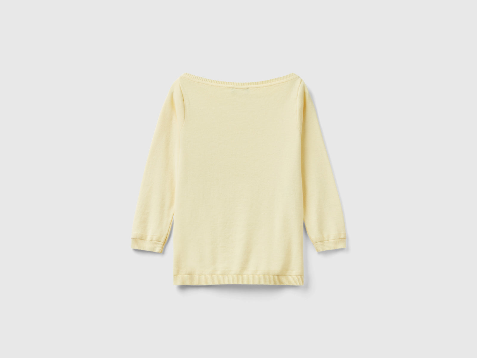 Maglia 100% cotone con scollo a barchetta da donna giallo 2 | Benetton Outlet