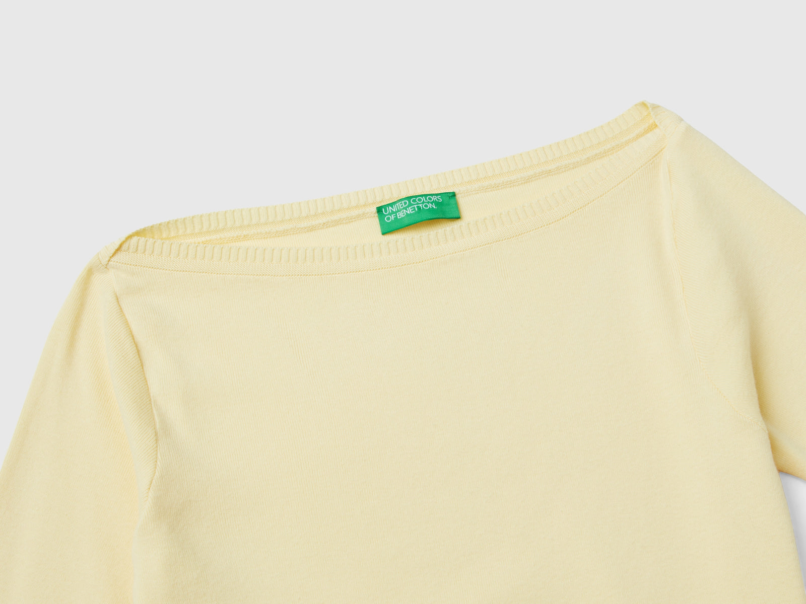 Maglia 100% cotone con scollo a barchetta da donna giallo 3 | Benetton Outlet