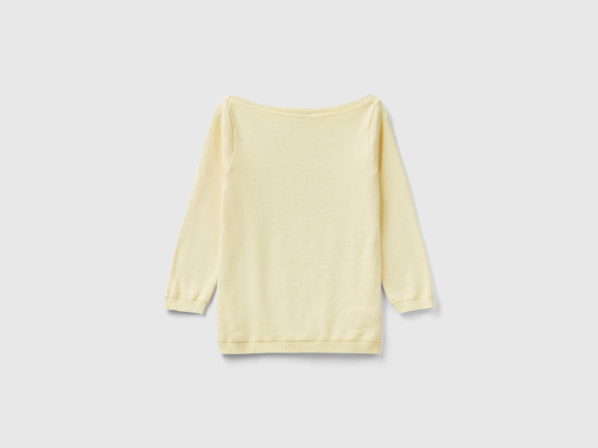 Maglia 100% cotone con scollo a barchetta