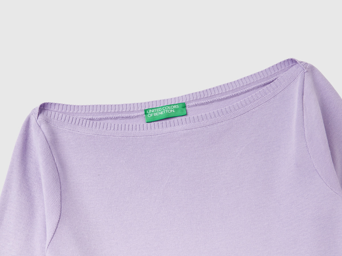 Maglia 100% cotone con scollo a barchetta