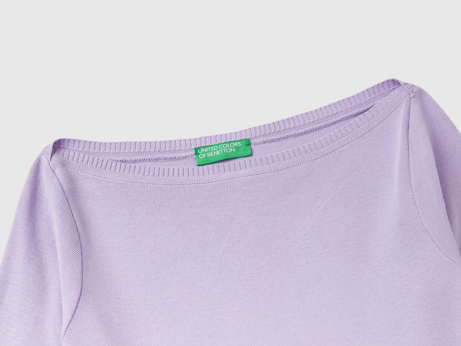 Maglia 100% cotone con scollo a barchetta da donna lilla 3 | Benetton Outlet