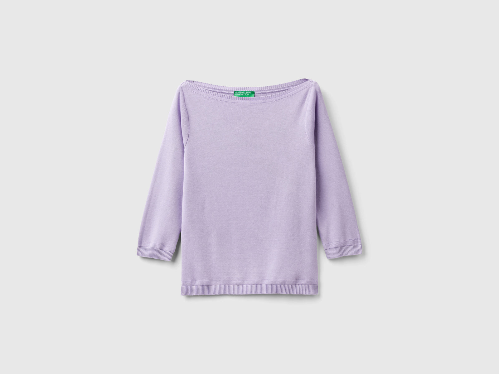 Maglia 100% cotone con scollo a barchetta da donna lilla | Benetton Outlet