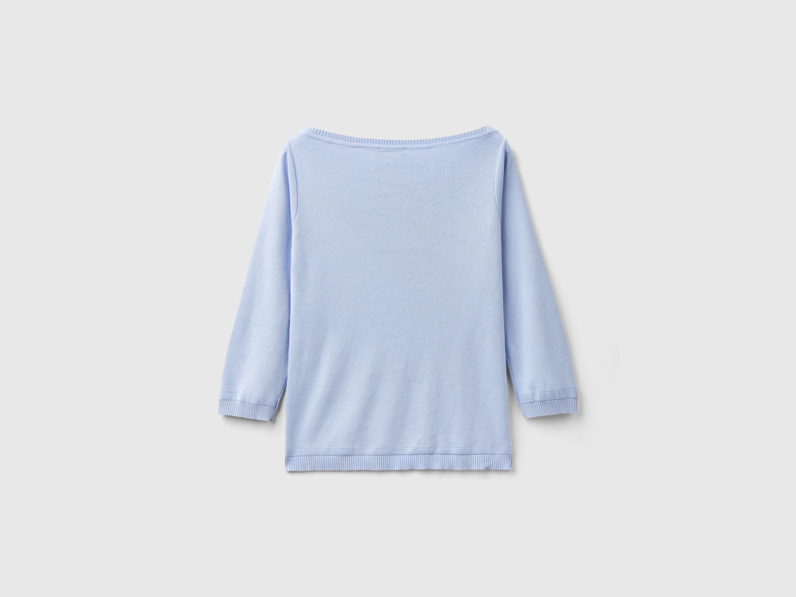 100% cotton boat neck sweater da donna celeste 2 | Benetton Outlet