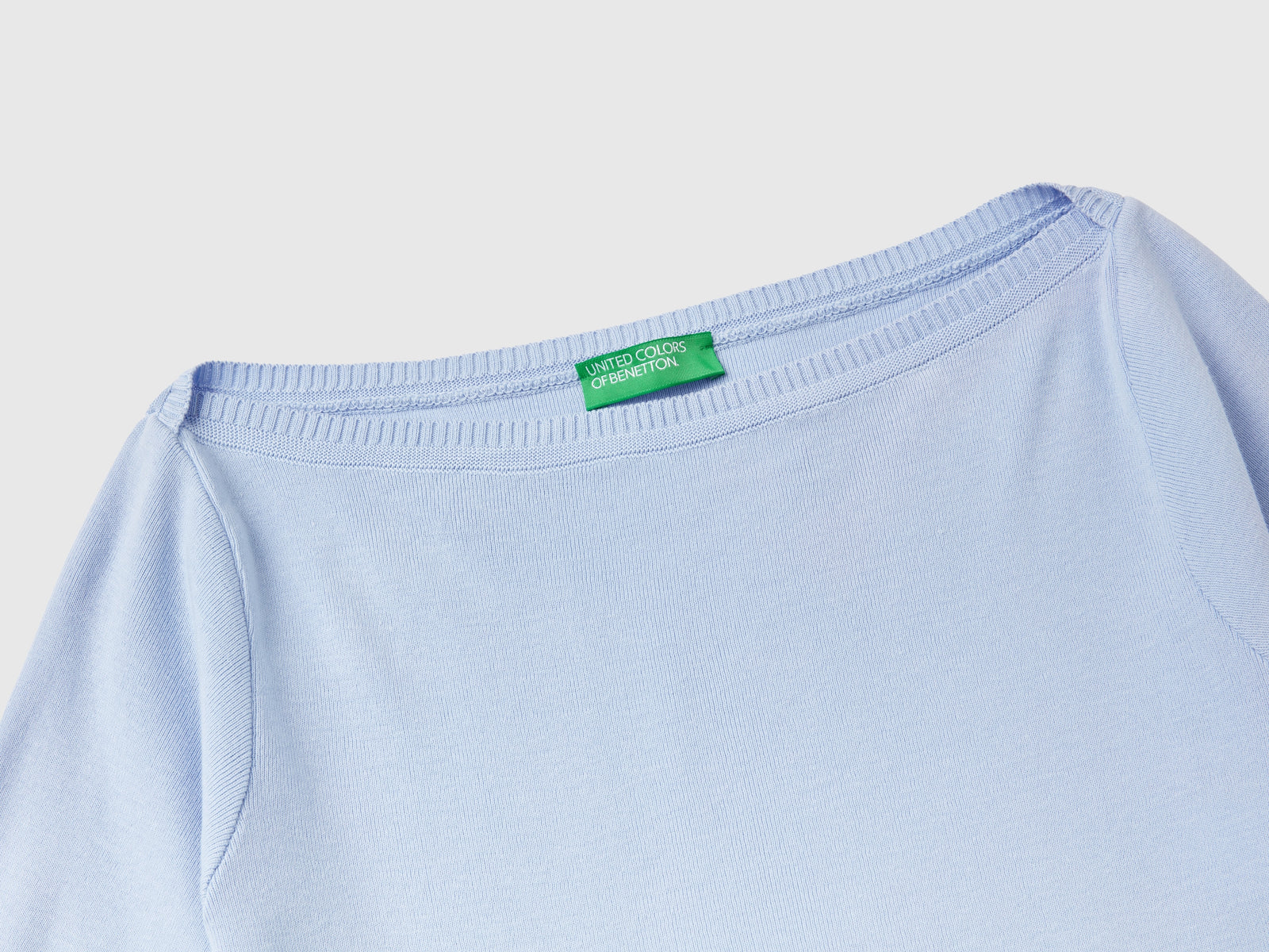 100% cotton boat neck sweater da donna celeste 3 | Benetton Outlet