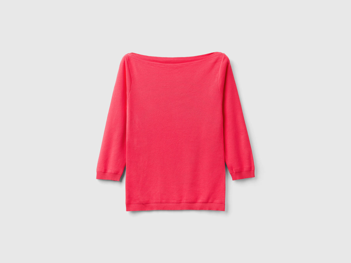 Maglia 100% cotone con scollo a barchetta