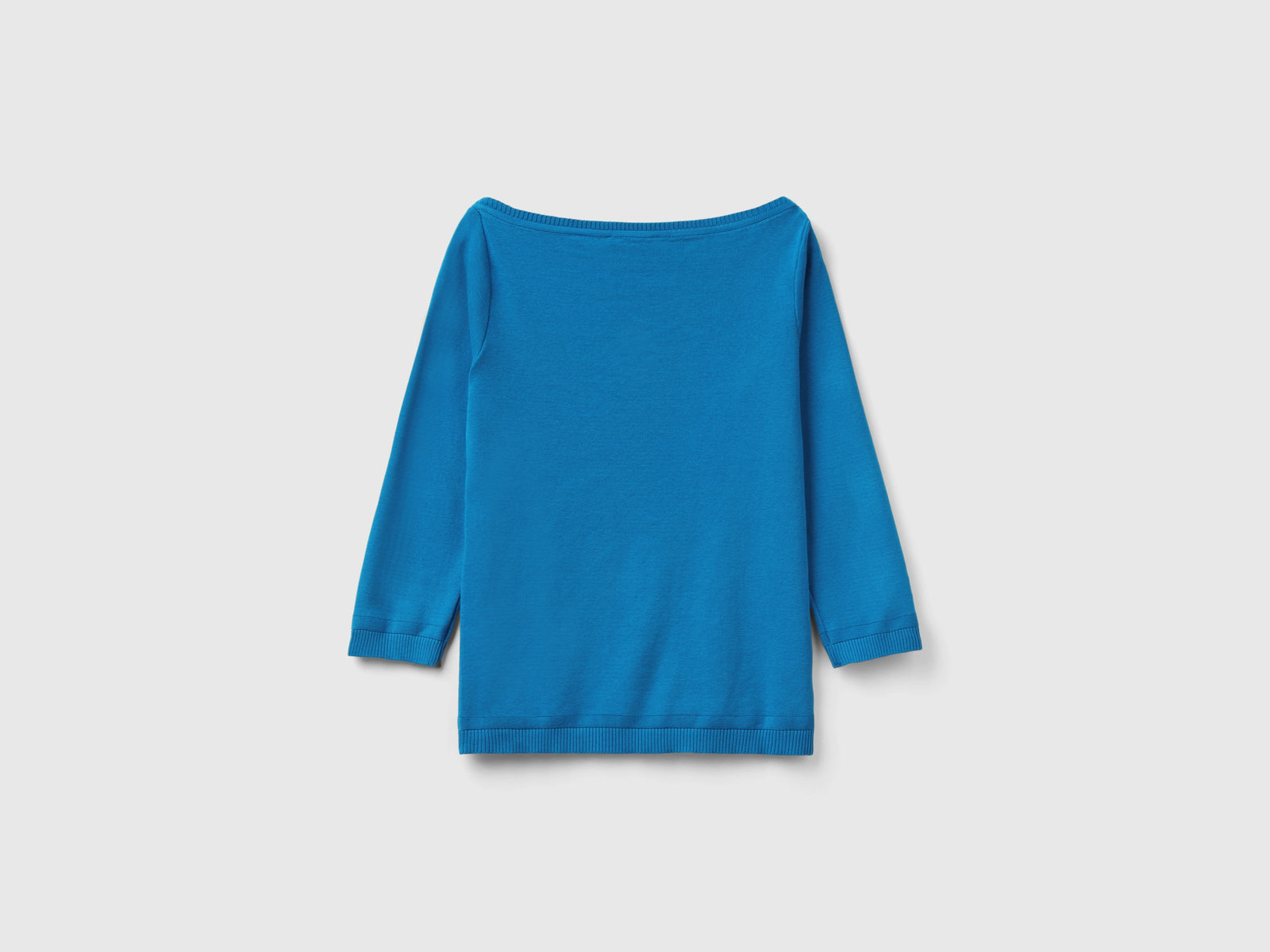 Maglia 100% cotone con scollo a barchetta da donna blu 2 | Benetton Outlet