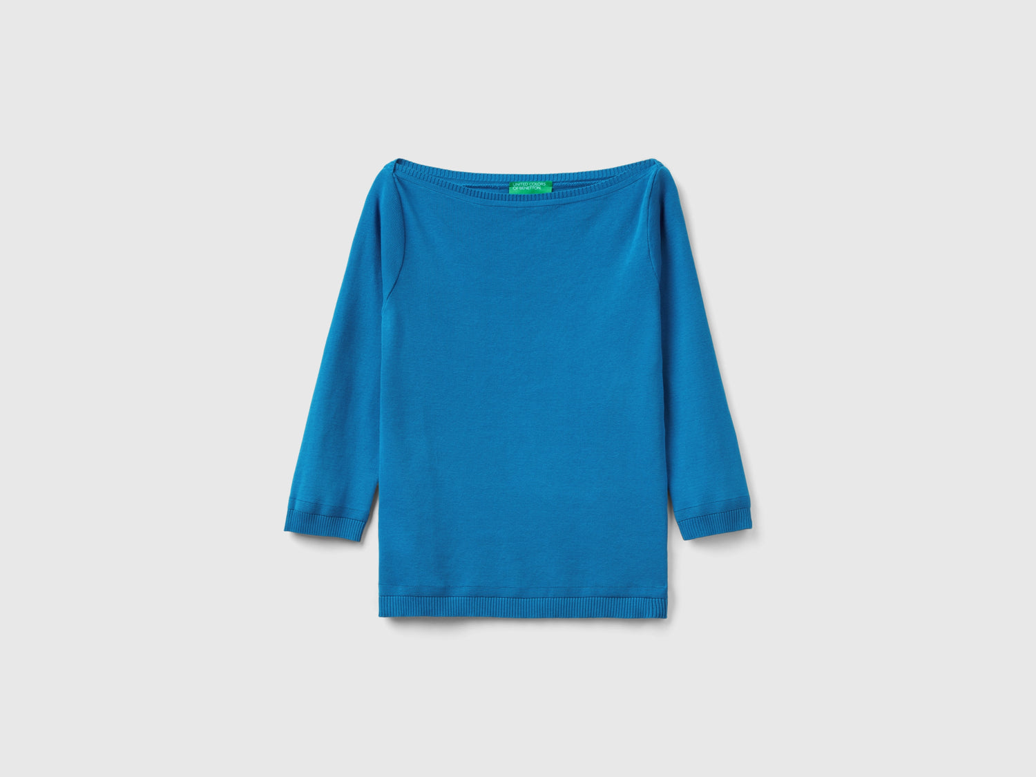Maglia 100% cotone con scollo a barchetta da donna blu | Benetton Outlet