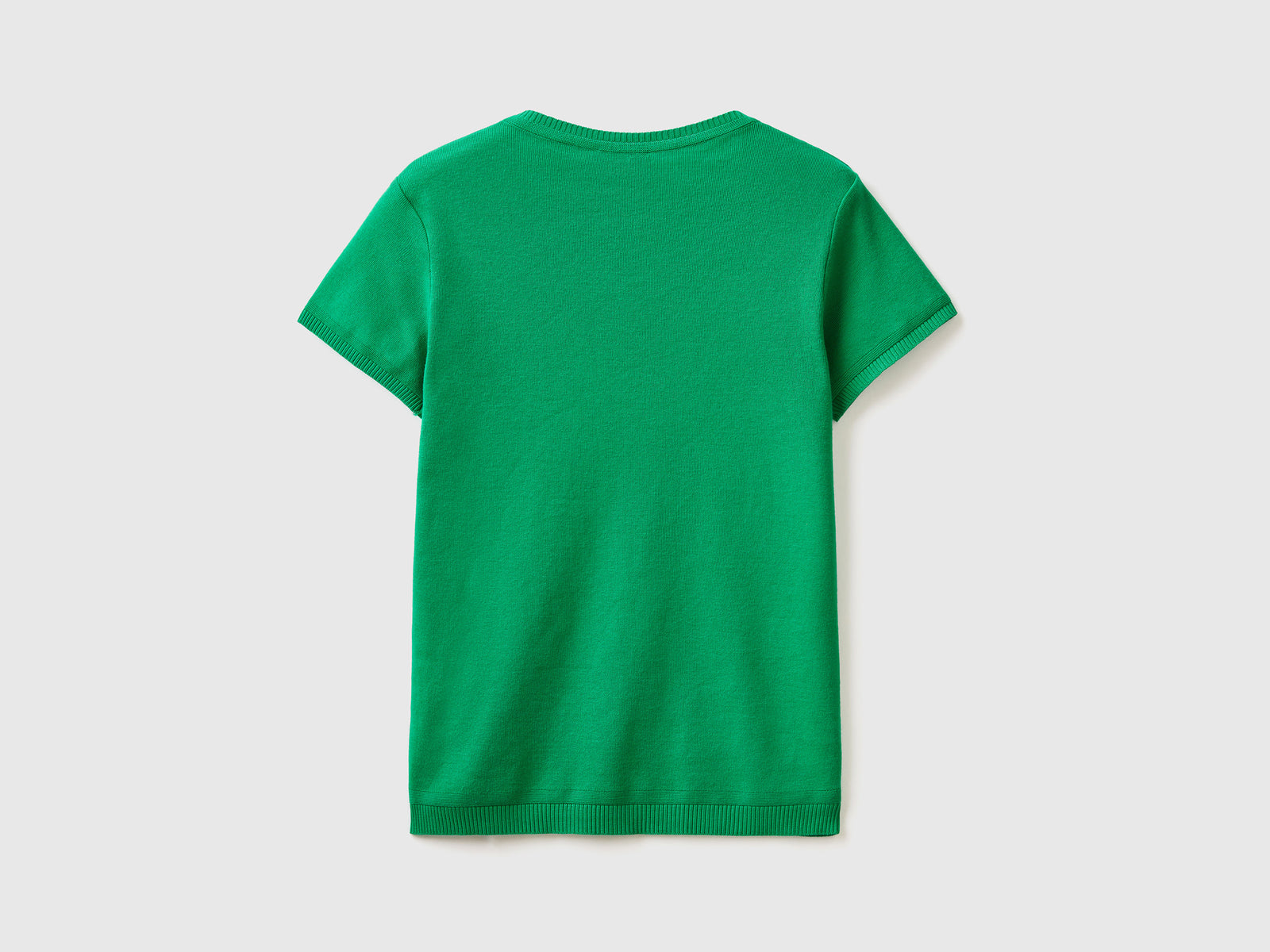 Maglia a manica corta in 100% cotone da donna verde 2 | Benetton Outlet