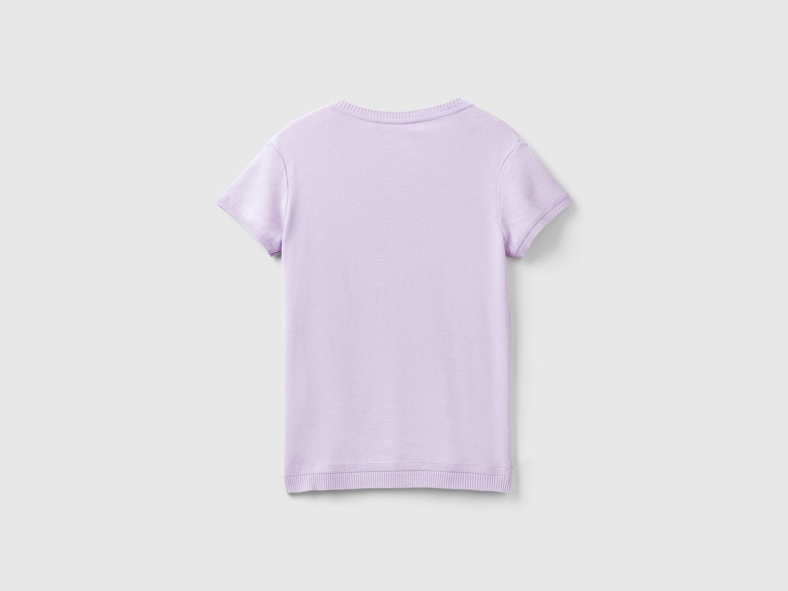 Maglia a manica corta in 100% cotone da donna lilla 2 | Benetton Outlet
