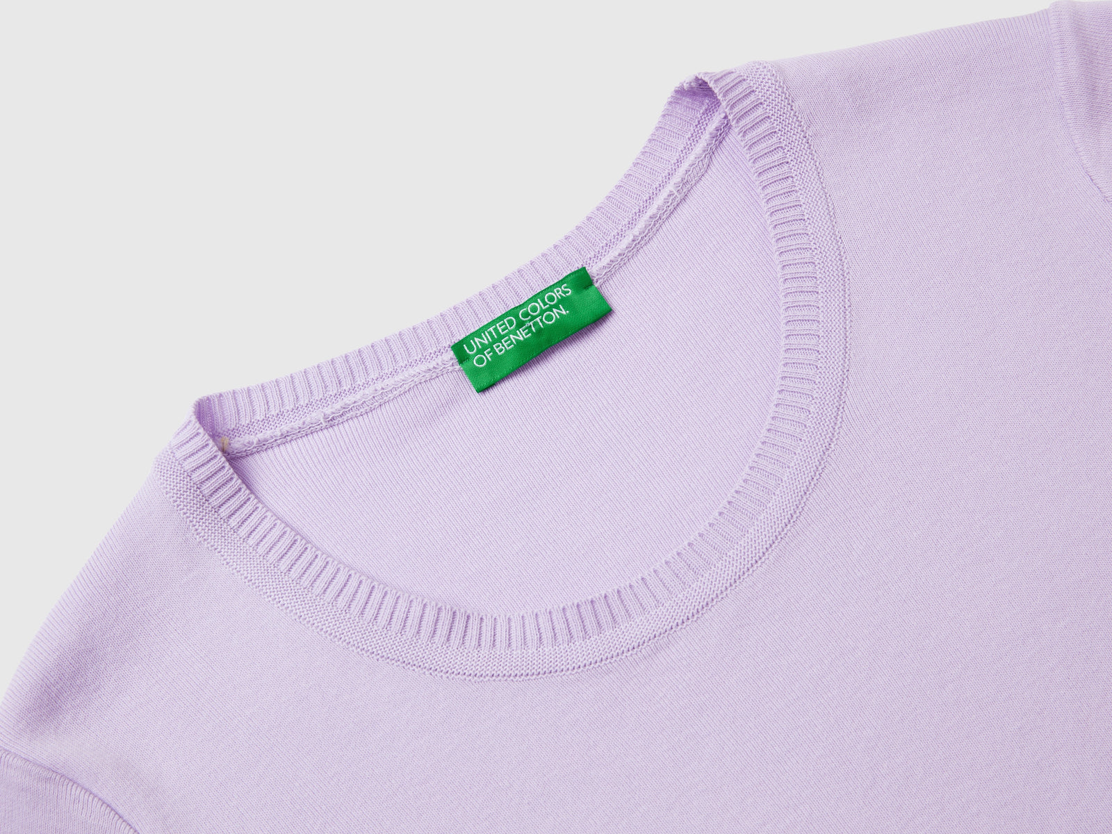 Maglia a manica corta in 100% cotone da donna lilla 3 | Benetton Outlet
