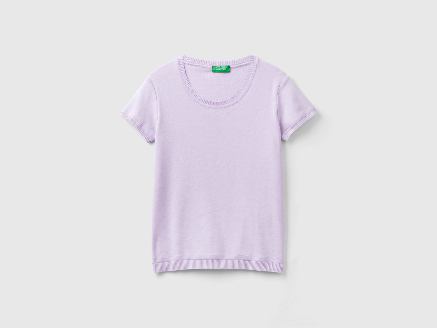 Maglia a manica corta in 100% cotone da donna lilla | Benetton Outlet